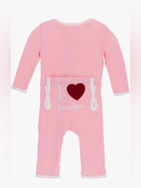 KicKee Pants I Heart Grandpa Appliqué Lotus Snap Romper BNWT 3-6 Months